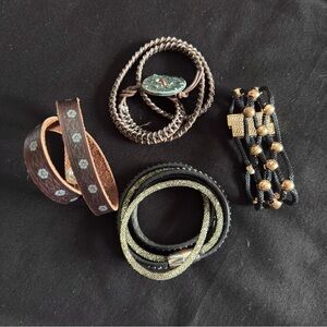 Set of Four Stylish Wrap Bracelets